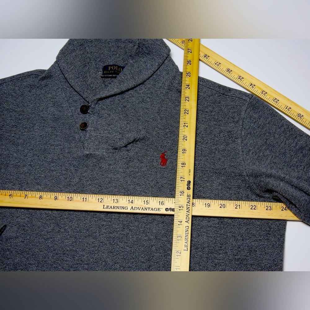 Polo Ralph Lauren Large Heather Gray Luxury Jersey Shawl-Collar Pullover Large - Picture 9 of 9